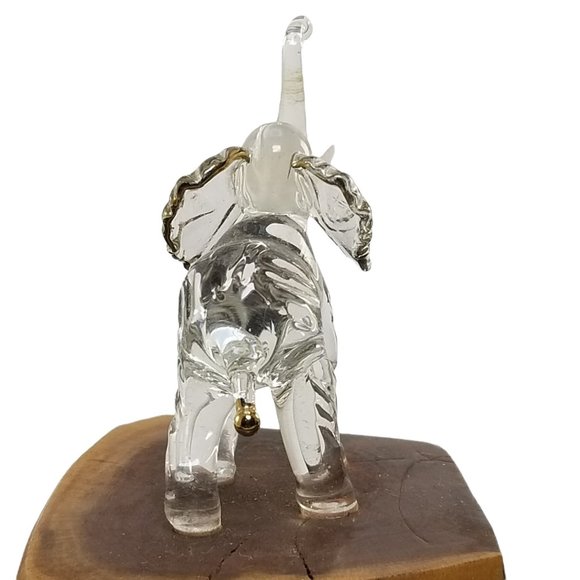 Collectible Miniature Lucky Elephant Hand Blown Art Glass Figurine w 22KT.Gold - Picture 8 of 9